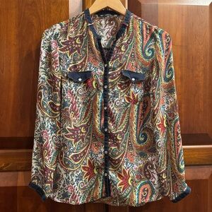 ZARA Trafaluc Collection Paisley Floral Long Sleeves Top Size M